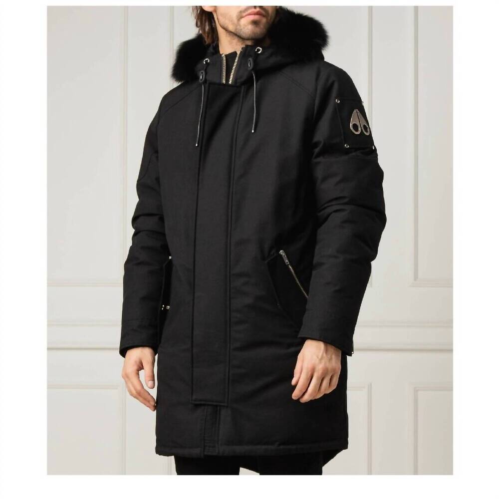 NEW MOOSE KNUCKLES oakbank fur trim jacket in black